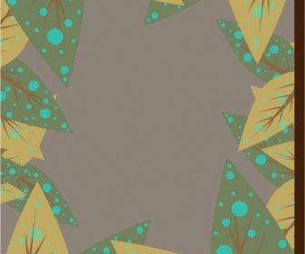 Border Background Flat Colored Snowy Leaves Decoration