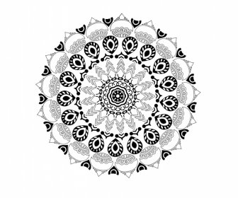 Ikon Tanda Mandala Botani Sketsa Bentuk Ilusi Simetris Vintage