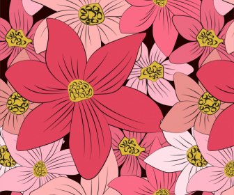 Botany Background Colored Flat Classic Handdrawn Design