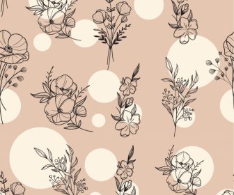 Botany Pattern Template Classical Handdrawn Design