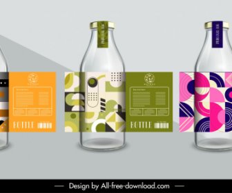 Bottle Decorative Label Templates Elegant Abstract Geometry Design
