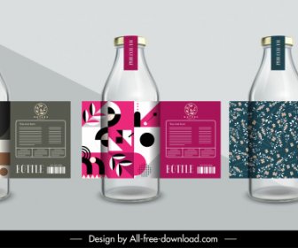 şişe Etiket şablonları Zarif Geometrik Bitki Dekoru