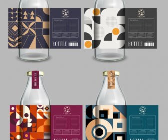 Flasche Etiketten Vorlagen Abstrakte Muster Dekor