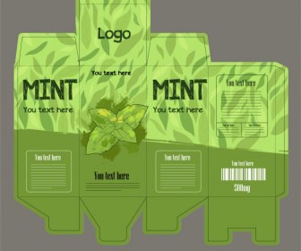 Bottle Package Template Green Grunge Leaves Decor