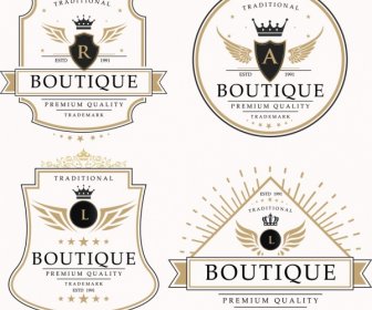 boutique logotypes royal style crown wings decoration