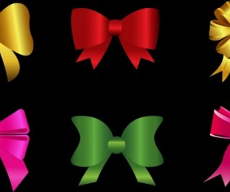 Bows Icons Collection 3d Colored Shiny Isolation