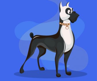 Personaje De Dibujos Animados De Boxer Perro Icono Diseño Blanco Negro