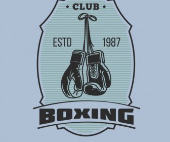 boxing club sign template flat classical gloves sketch