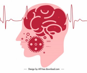 Brain Storming Conceptual Icon Head Gears Waves Sketch