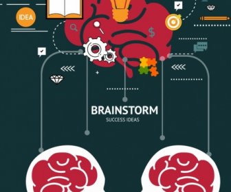 Brainstorming-Konzept Hintergrund Kopf Silhouette Verschiedene Idee Symbole