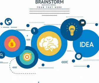 Brainstorming Infographic Lingkaran Dekorasi Berbagai Simbol