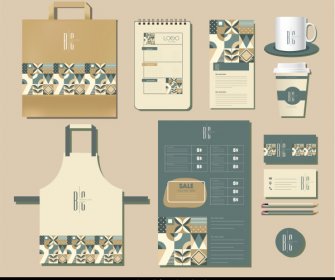 Brand Identity Templates Abstract Flat Traditional Pattern Elements
