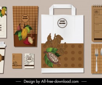 Set Di Identità Di Branding Cacao Icona Colorata Arredamento Disegnato A Mano