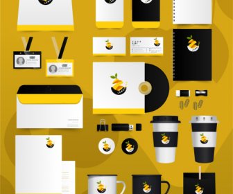 Identitas Branding Set Memotong Lemon Logo Dekorasi