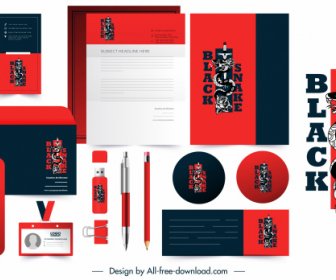 Branding Identity Sets Snake Sword Rose Logotype Decor