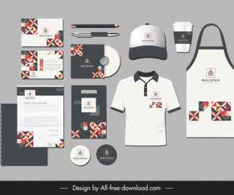 identitas branding menetapkan dekorasi elemen pola simetris