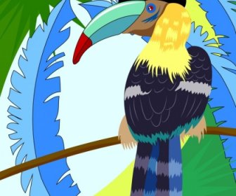 巴西廣告背景五顏六色的葉子鸚鵡圖示裝飾