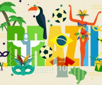 巴西广告背景色彩缤纷的设计元素