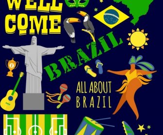 Бразилия рекламный баннер красочные национальные элементы дизайна