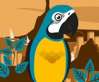 Brasil Iklan Banner Burung Beo Dekorasi Lanskap Closeup Desain