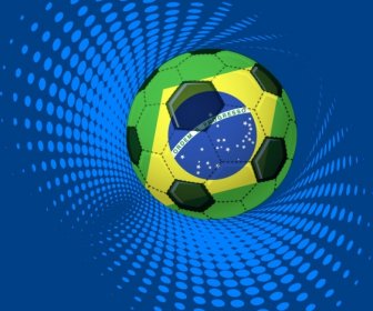 Brasil Latar Belakang Bola Bendera Ikon 3d Twist Dekorasi