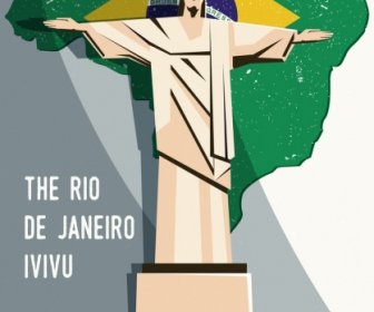 Brazil Background Flag Map Statue Icons Decor