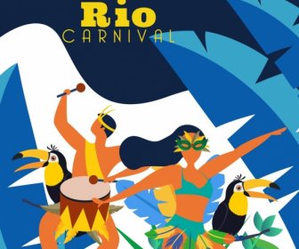 ブラジルのカーニバルバナーダンサーアイコンマスクロゴ装飾