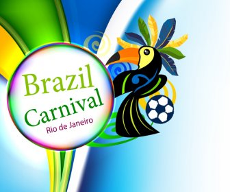 ブラジルのカーニバルはがきチラシ背景デザイン オウム