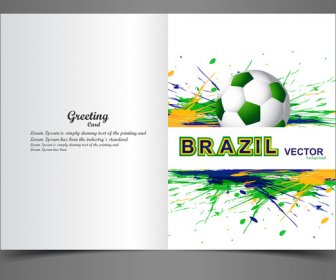 巴西彩色賀卡展示概念馬賽克紋理足球背景插圖
