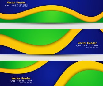 แบนเนอร์แนวคิดสีธงชาติบราซิลและหัวตั้งคลื่นทันสมัยภาพเวกเตอร์
