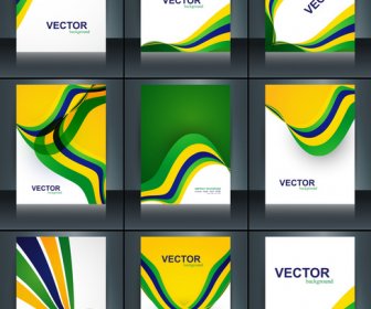 Brasil Bendera Konsep Koleksi Indah Brosur Template Bisnis Gelombang Presentasi Refleksi Vektor