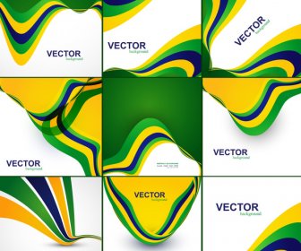 브라질 국기 개념 아름 다운 컬렉션 크리에이 티브 비즈니스 웨이브 프레 젠 테이 션 벡터 배경
