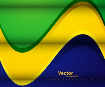 ภาพพื้นหลังเวกเตอร์คลื่นทันสมัยที่มีสีสันของบราซิลธงแนวคิด