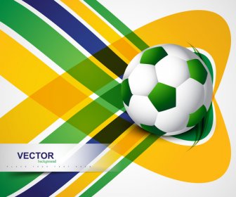 Brasile Bandiera Concetto Elegante Onda Calcio Sfondo Colorato Vettoriale