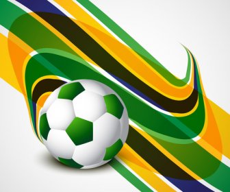 ブラジル国旗コンセプト スタイリッシュな波サッカー背景カラフルなベクトル