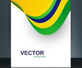 Brazil Flag Reflection Brochure Concept Creative Business Template Colorful Wave Background