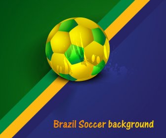 ブラジル スタイリッシュな波色コンセプト サッカー ボール背景イラスト