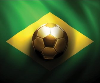 Bendera Brasil Dengan Sepak Bola Di Dalam Vektor
