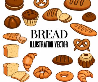 bread cakes icons brown classic handdrawn sketch