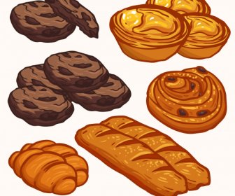 Bread Icons Classical Handdrawn Sketch