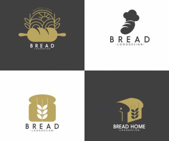 Bread Logo Template Loaf Wheat Sketch Dark Design