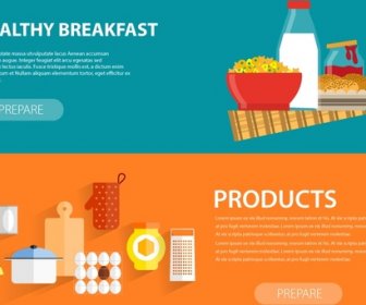 Frühstück Und Essen Vorbereitung Banner Mit Webseite Stil