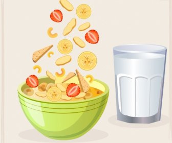 Copa De Arco De Fundo Do Pequeno-almoço Snack-design De ícones Coloridos
