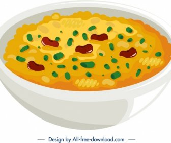 Pequeno-almoço ícone Sopa Tigela Símbolo Colorido 3D Design