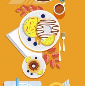 아침 식사 준비는 다채로운 클래식 디자인 그림