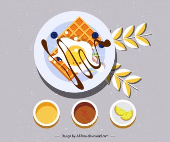 Breakfast Preparation Painting Colorful Classical Flat Design