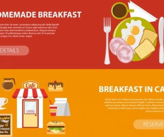 Breakfast Promotion Banners Design In Horizontal Style