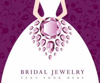 ブライダル ジュエリー広告紫宝石飾り花嫁アイコン