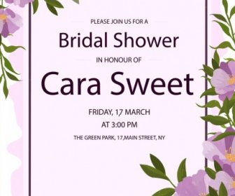 ブライダル シャワーの招待状カードすみれ色の花装飾
