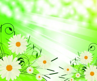 Bright Background With Flowers Design Vector